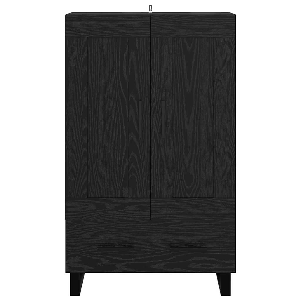 Høyskap med skuff Svart Eik 69,5 x 31 x 115 cm Konstruert tre