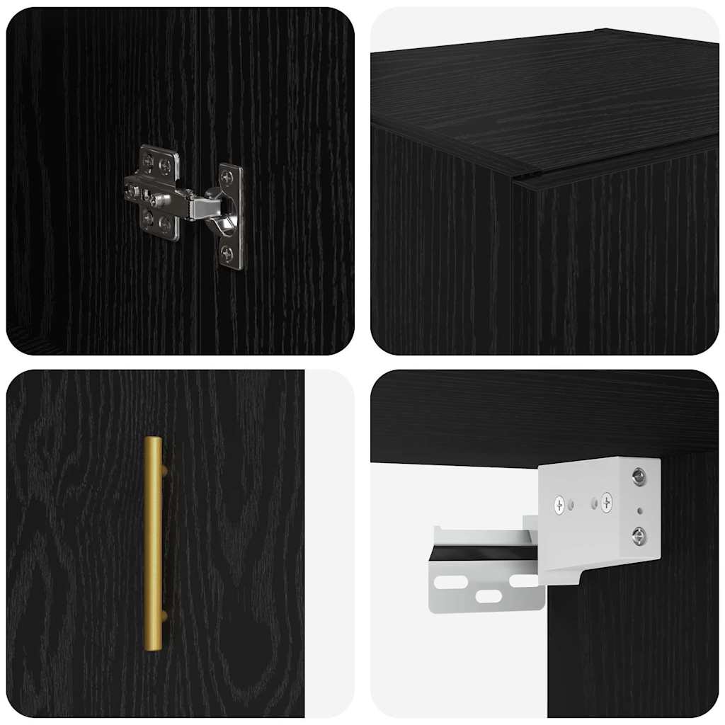 Veggskap Svart Eik 34,5 x 34 x 90 cm Konstruert tre