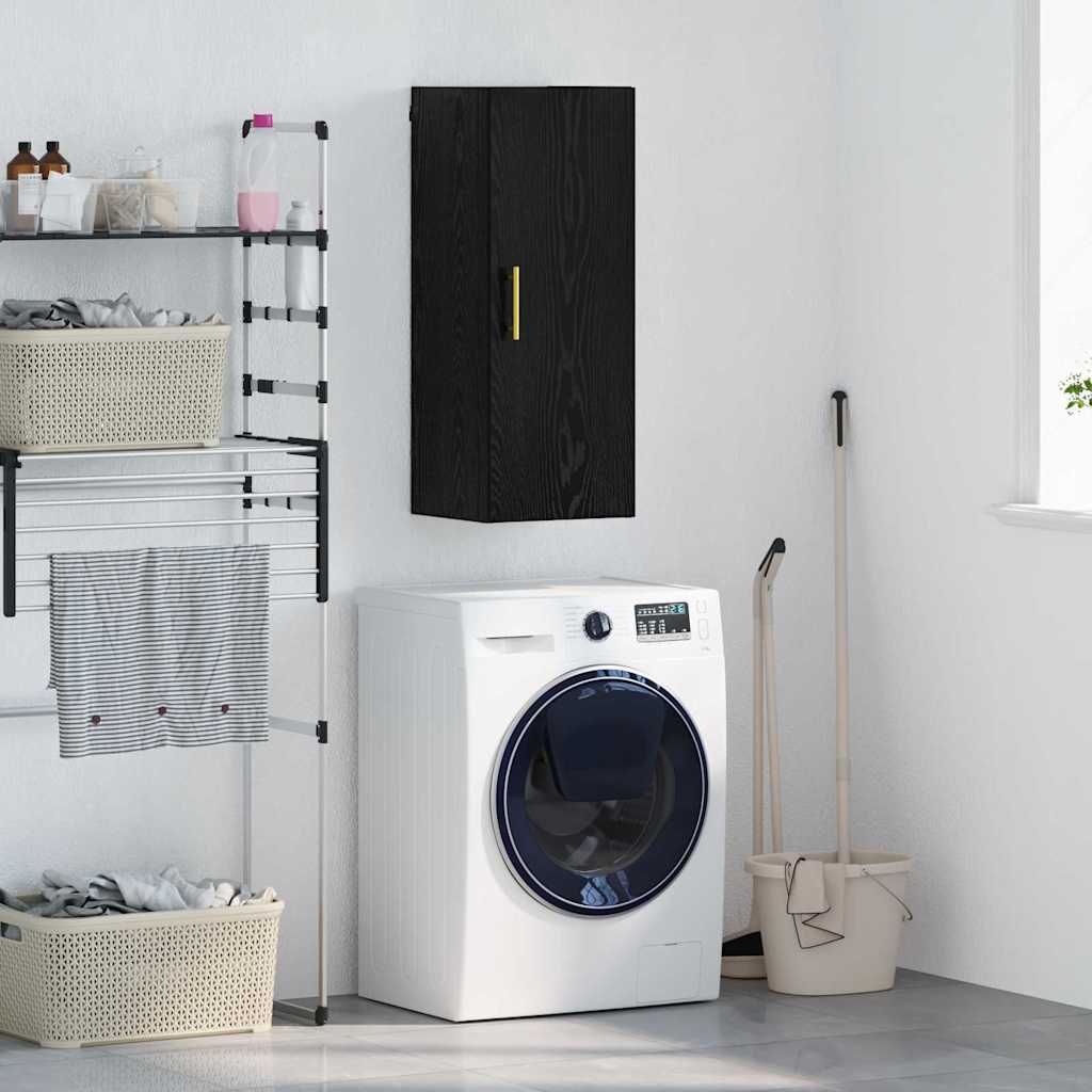 Veggskap Svart Eik 34,5 x 34 x 90 cm Konstruert tre