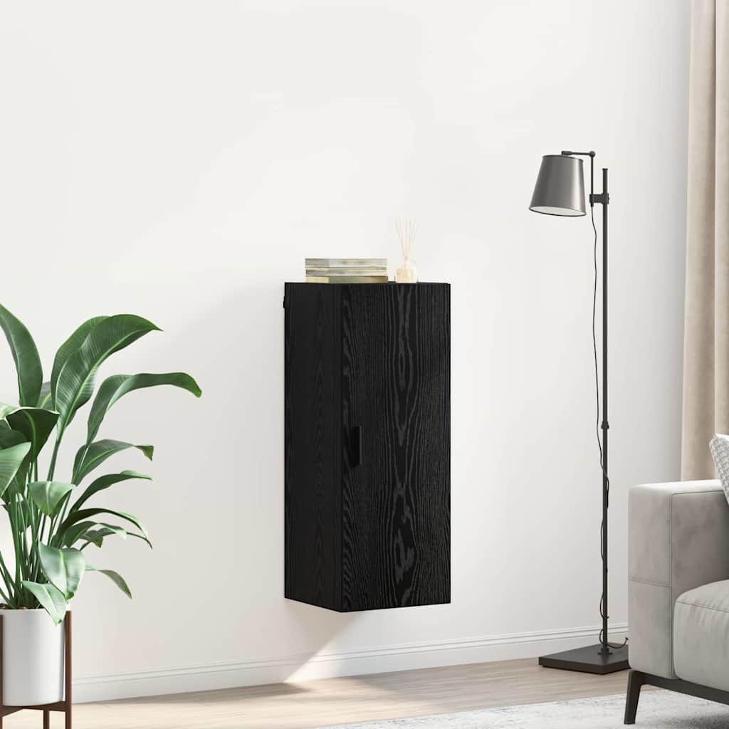 Veggskap Svart Eik 34,5 x 34 x 90 cm Konstruert tre