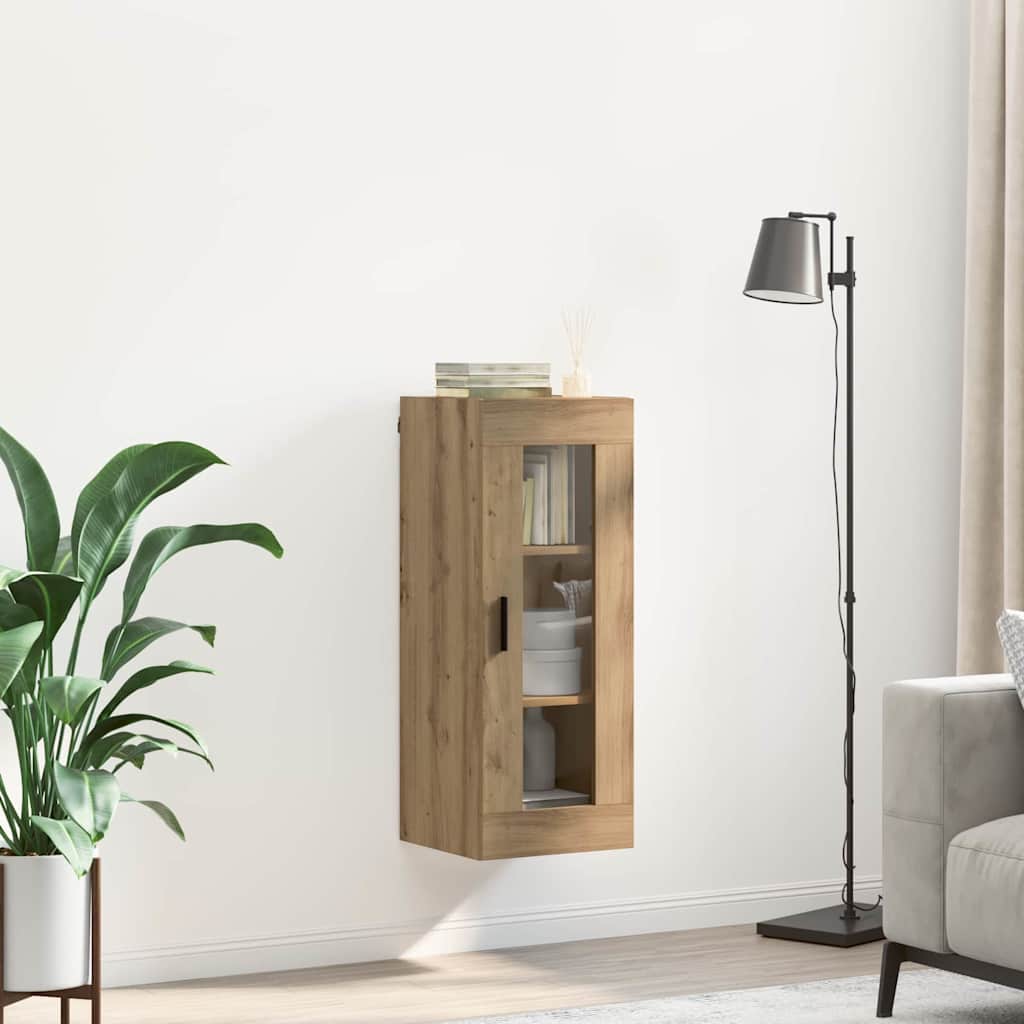 Veggskap Artisan Eik 34,5 x 34 x 90 cm Sponplater og glass