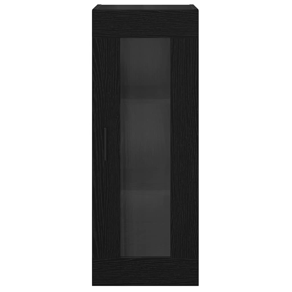 Veggskap Svart Eik 34,5 x 34 x 90 cm Sponplater og glass