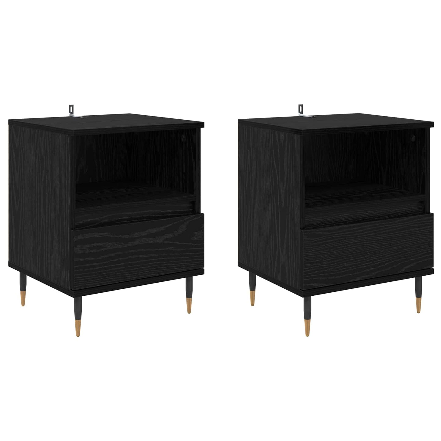 Nattbordskap 2 pcs Svart Eik 40 x 35 x 50 cm Konstruert tre