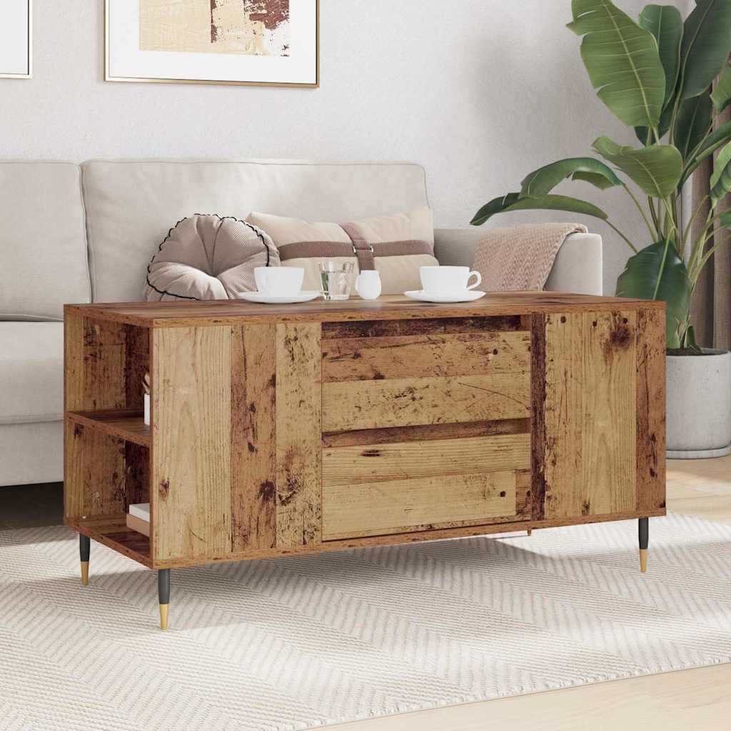 Kaffebord med skuff Gamle tre 102 x 44,5 x 50 cm Konstruert tre