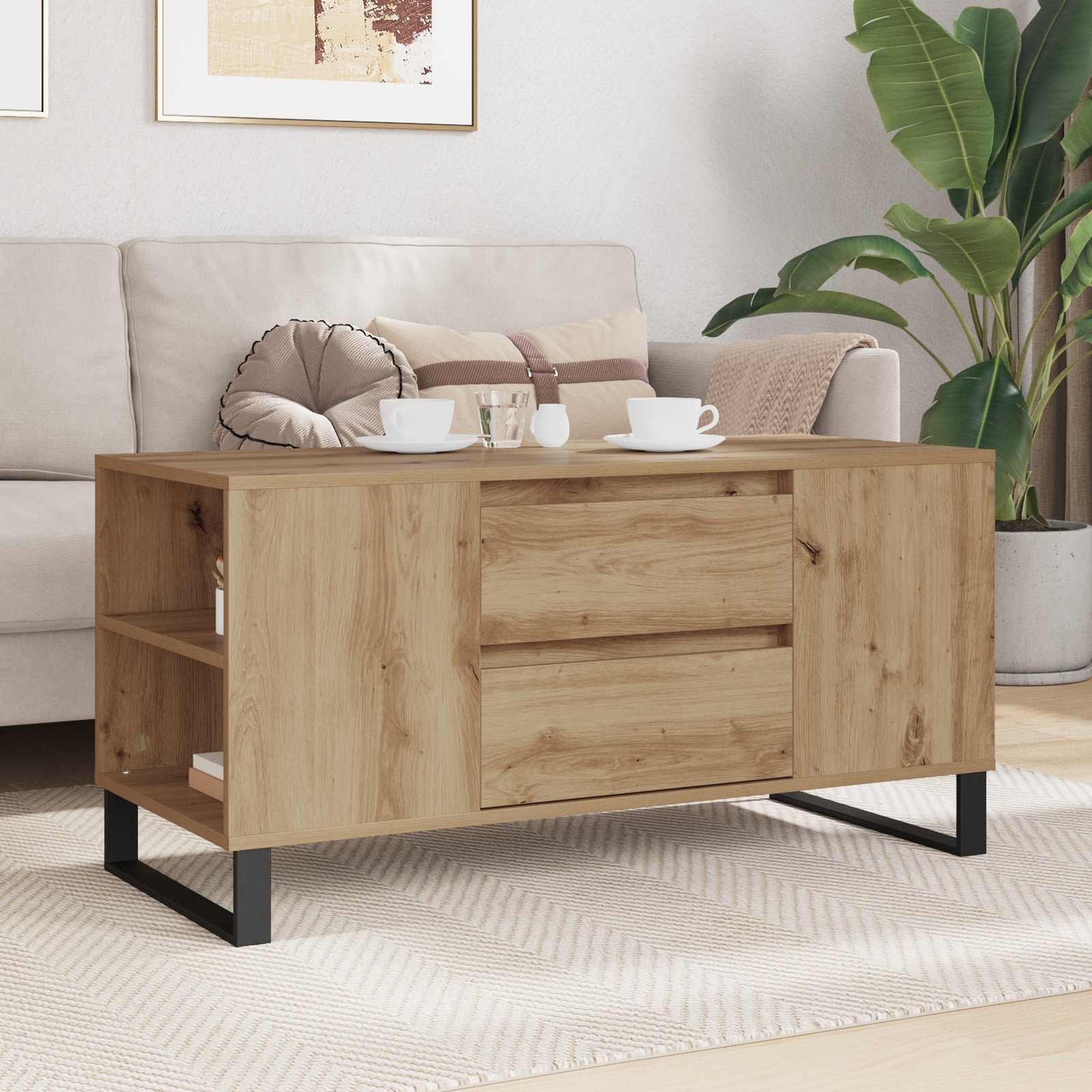 Kaffebord Artisan Eik 102 x 44,5 x 50 cm Konstruert tre