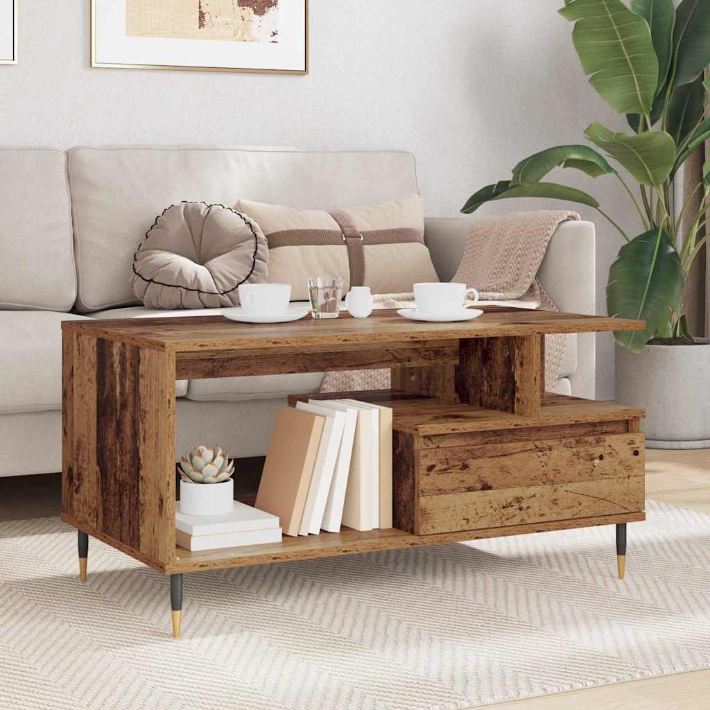 Kaffebord med skuff Gammelt tre 90 x 49 x 45 cm Konstruert tre