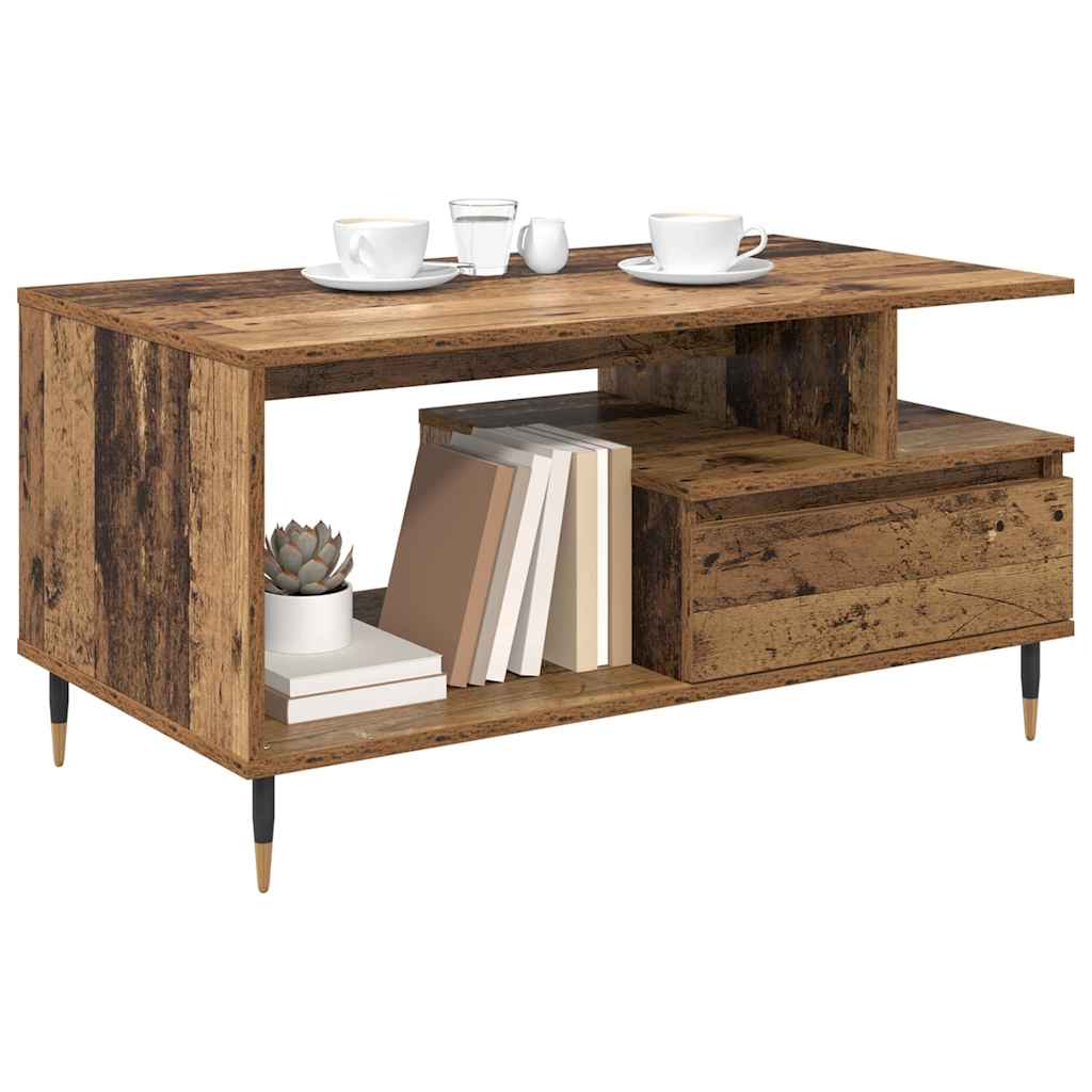 Kaffebord med skuff Gammelt tre 90 x 49 x 45 cm Konstruert tre