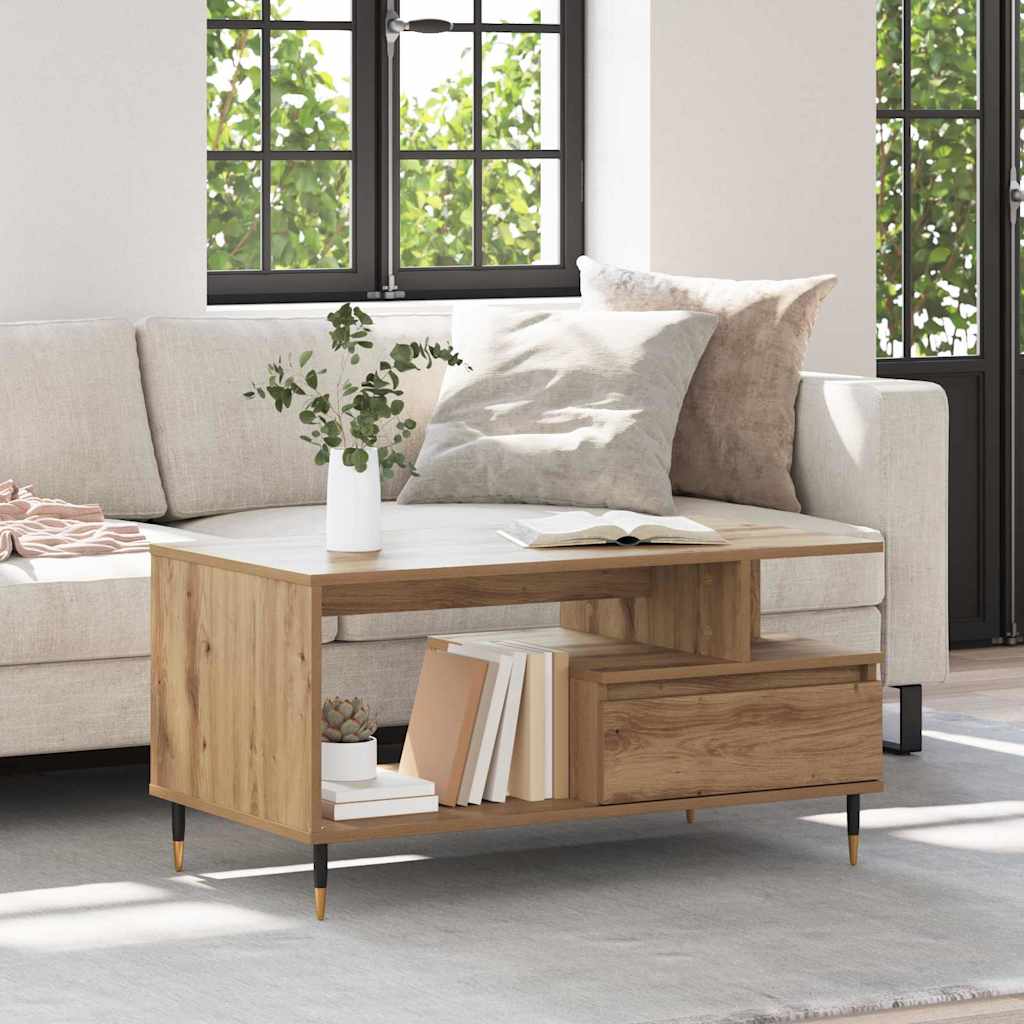 Kaffebord med skuff Artisan Eik 90 x 49 x 45 cm Konstruert tre