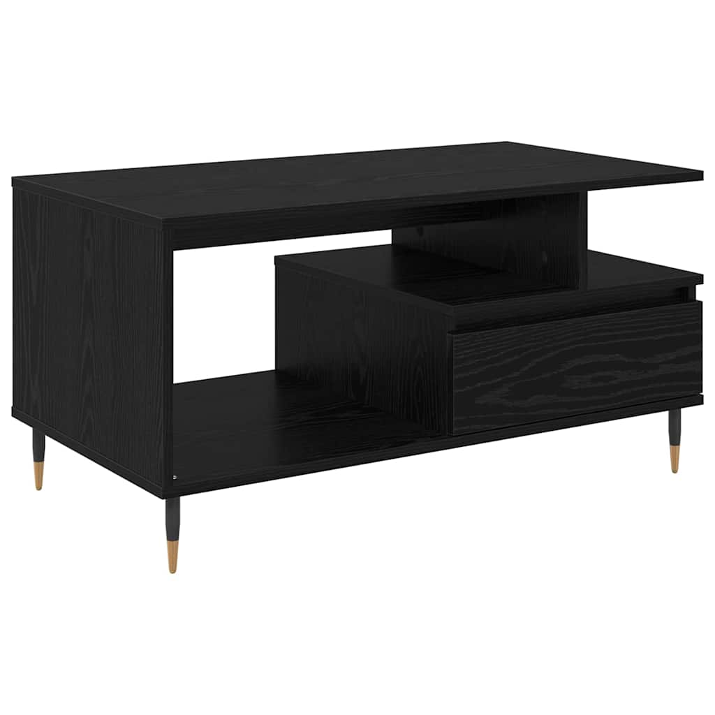 Kaffebord med skuff Svart Eik 90 x 49 x 45 cm Konstruert tre