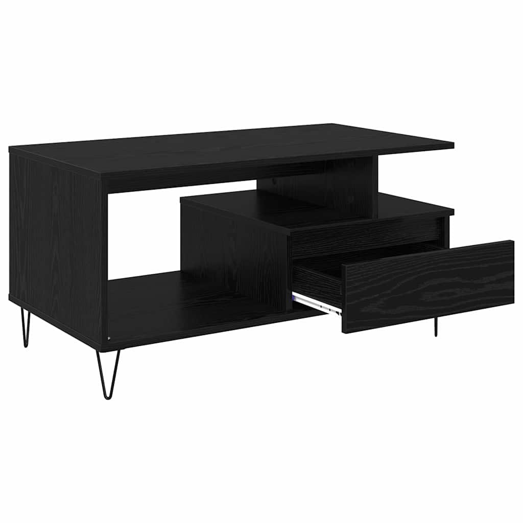 Kaffebord med skuff Svart Eik 90 x 49 x 45 cm Konstruert tre