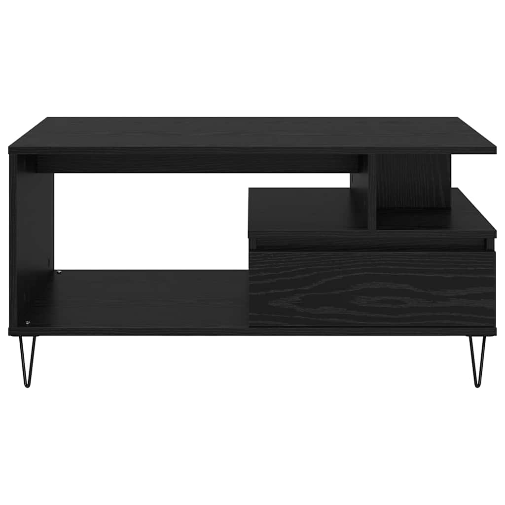 Kaffebord med skuff Svart Eik 90 x 49 x 45 cm Konstruert tre