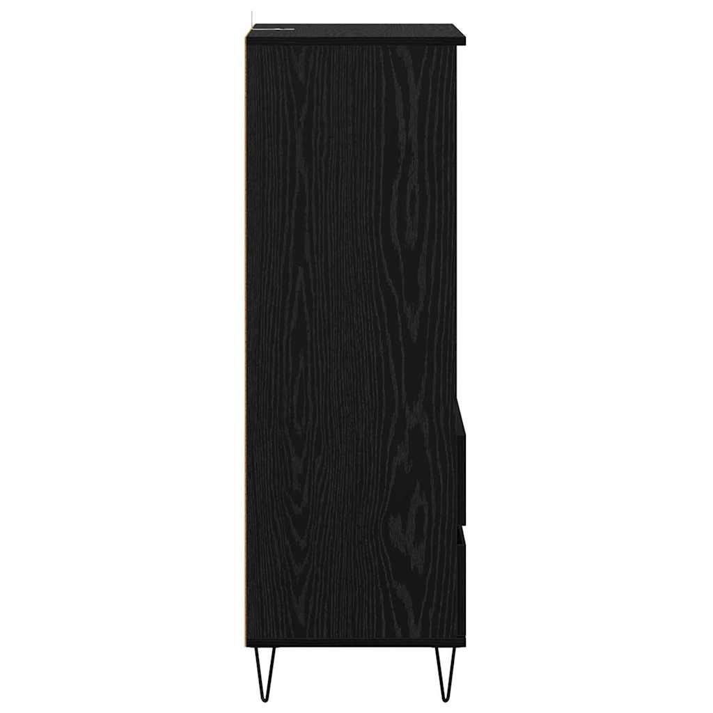 Høyskap med skuff Svart Eik 40 x 36 x 110 cm Konstruert tre