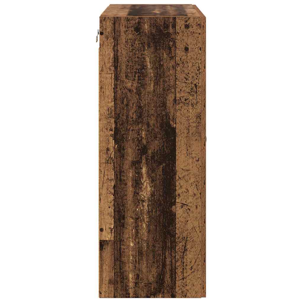 Veggskap Gamle tre 69,5 x 34 x 90 cm Sponplater og glass