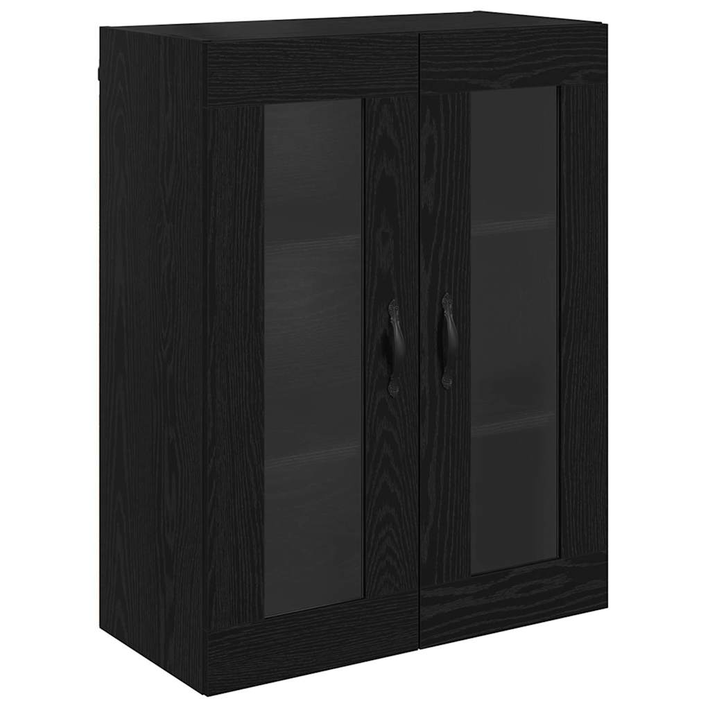Veggskap Svart Eik 69,5 x 34 x 90 cm Sponplater og glass