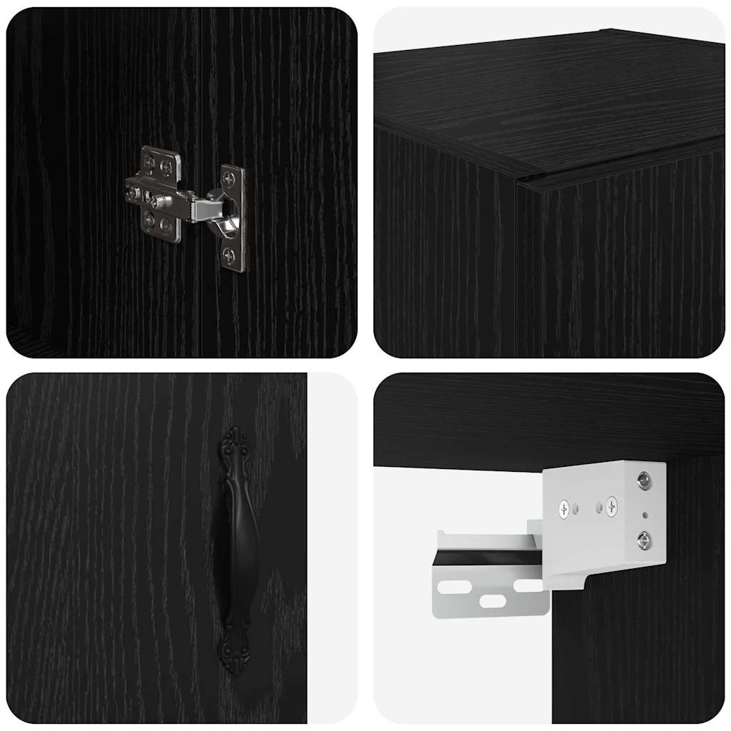 Veggskap Svart Eik 34,5 x 34 x 90 cm Konstruert tre