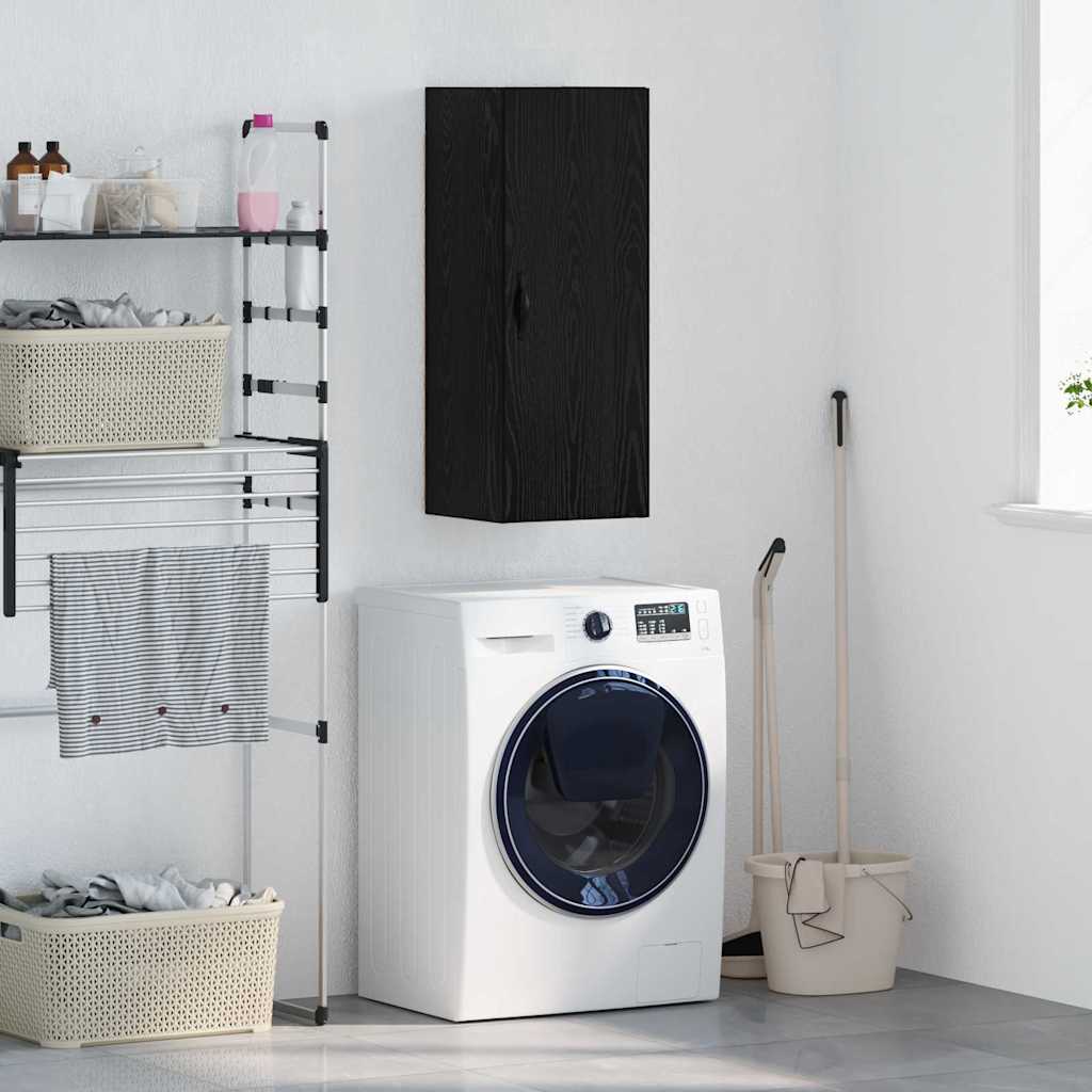 Veggskap Svart Eik 34,5 x 34 x 90 cm Konstruert tre
