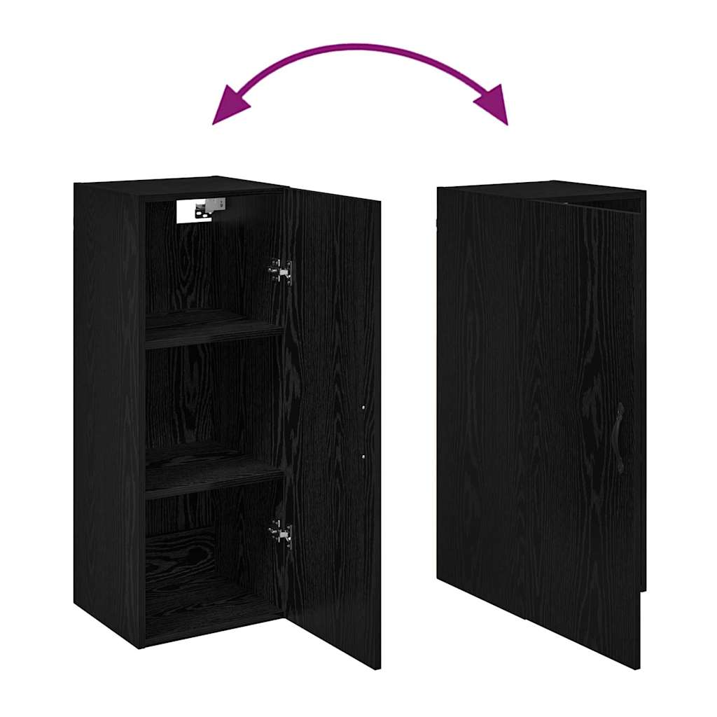 Veggskap Svart Eik 34,5 x 34 x 90 cm Konstruert tre