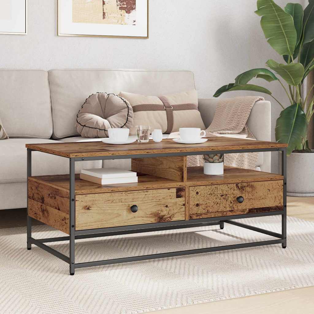 Kaffebord med skuff Gamle tre 100 x 51 x 45 cm Konstruert tre