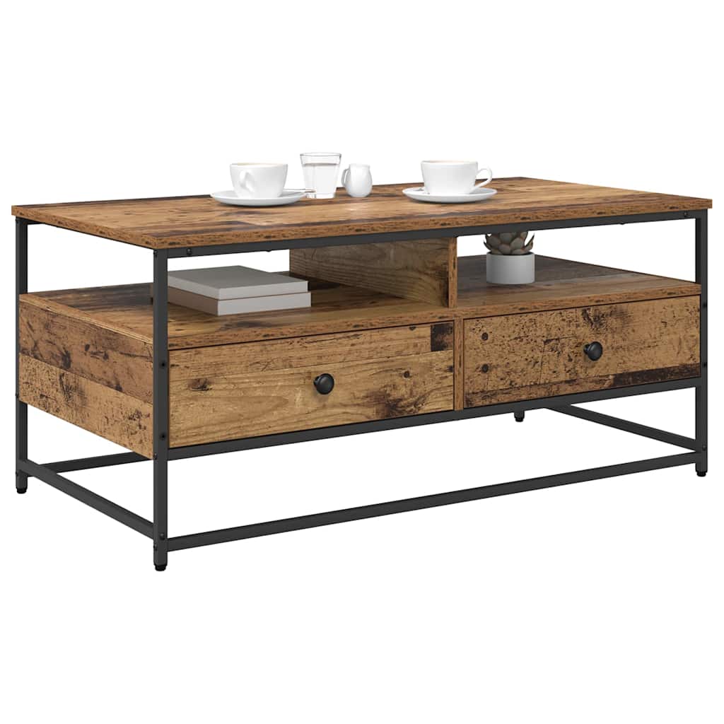 Kaffebord med skuff Gamle tre 100 x 51 x 45 cm Konstruert tre