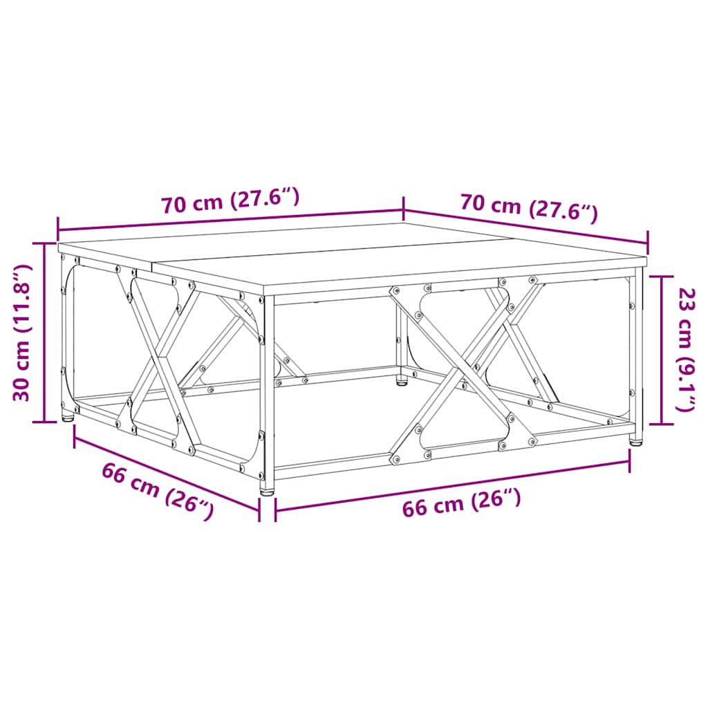 Kaffebord Gamle tre 70 x 70 x 30 cm Konstruert tre