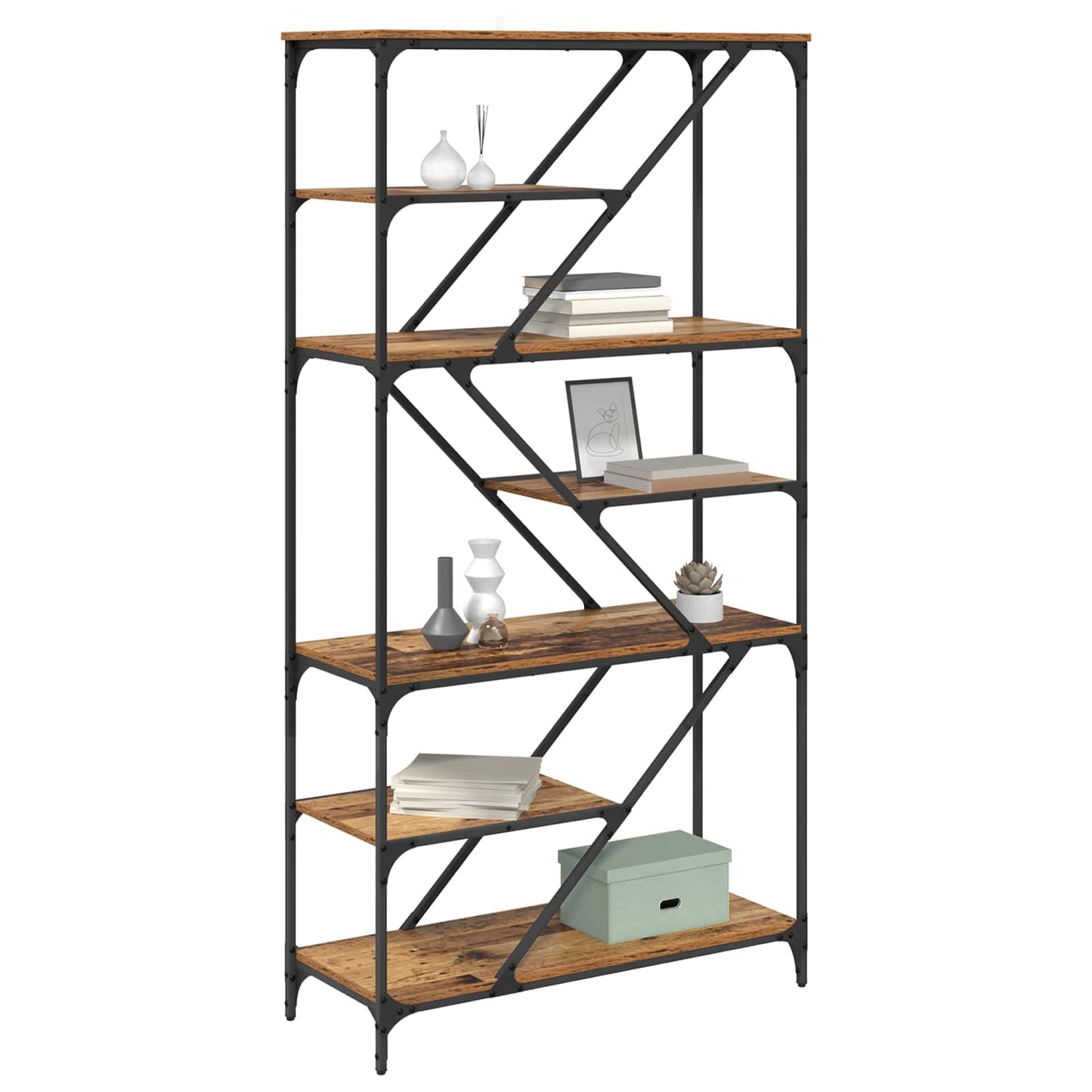 Bokhylle Gamle tre 91 x 36 x 176 cm Konstruert tre