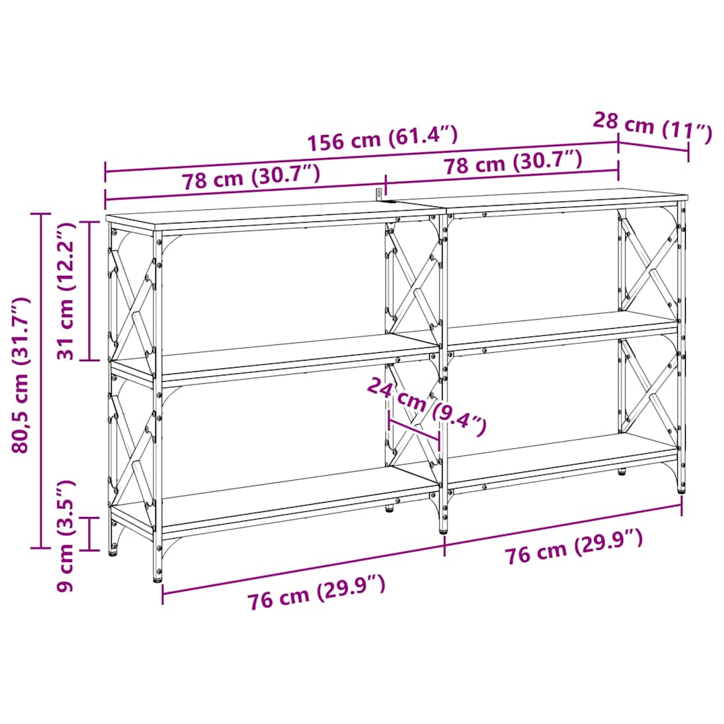 Konsollbord Artisan Eik 156 x 28 x 80,5 cm Konstruert tre