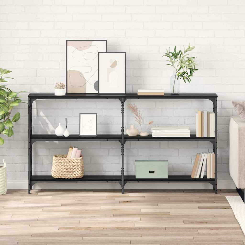 Konsollbord Svart Eik 156 x 28 x 80,5 cm Konstruert tre