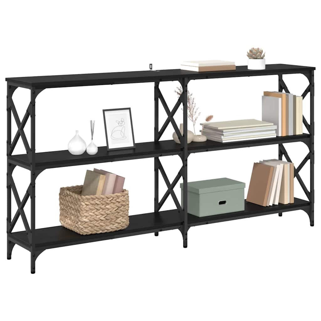 Konsollbord Svart Eik 156 x 28 x 80,5 cm Konstruert tre