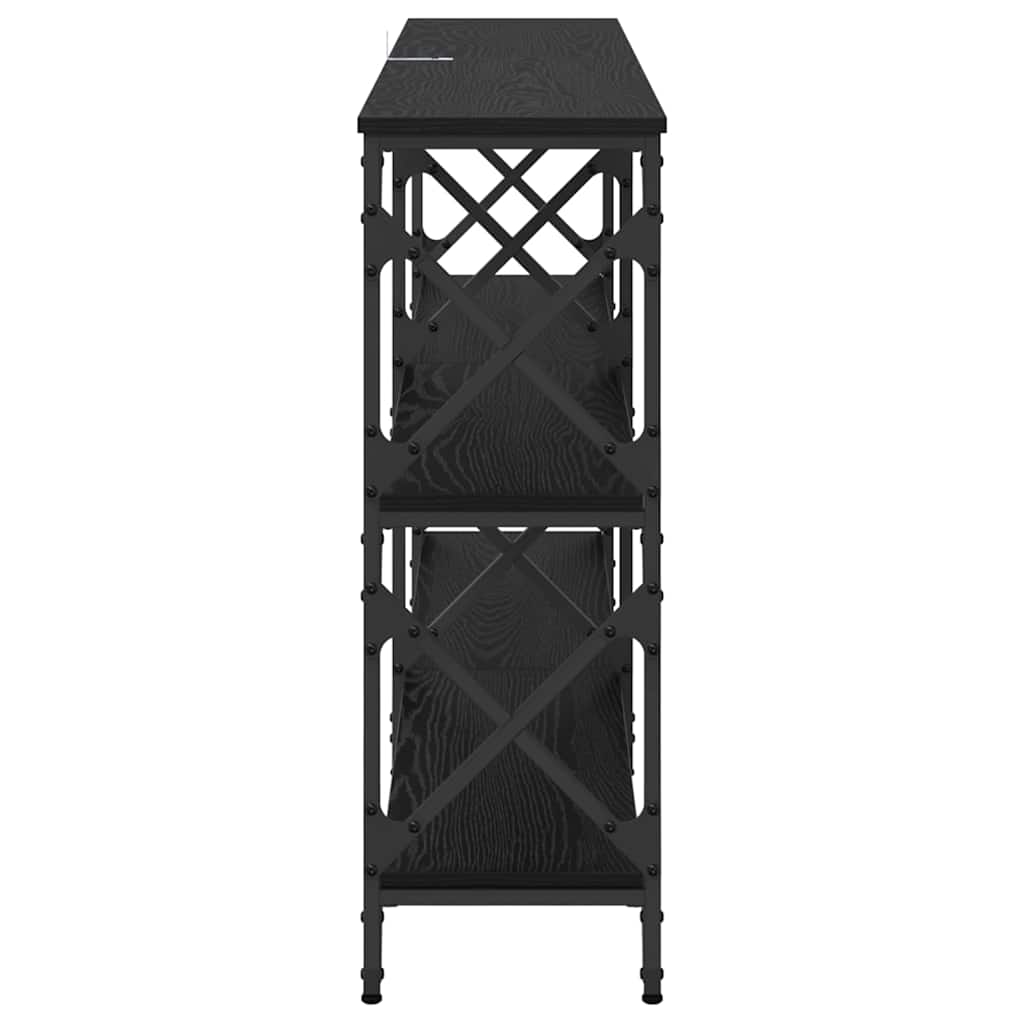 Konsollbord Svart Eik 156 x 28 x 80,5 cm Konstruert tre