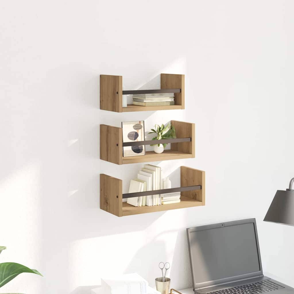 Vegghyllesett 3 pcs Artisan Eik 40x16x14cm Konstruert tre
