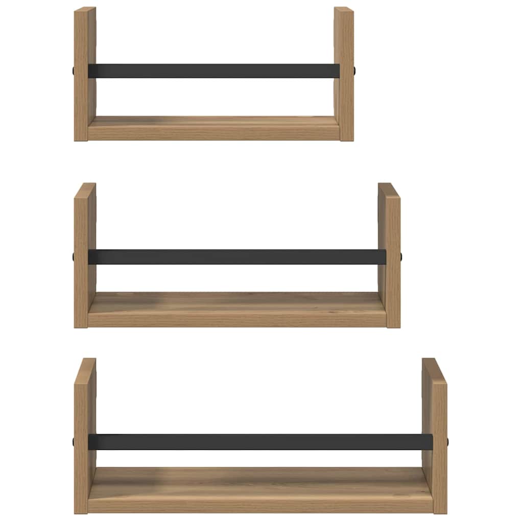 Vegghyllesett 3 pcs Artisan Eik 40x16x14cm Konstruert tre