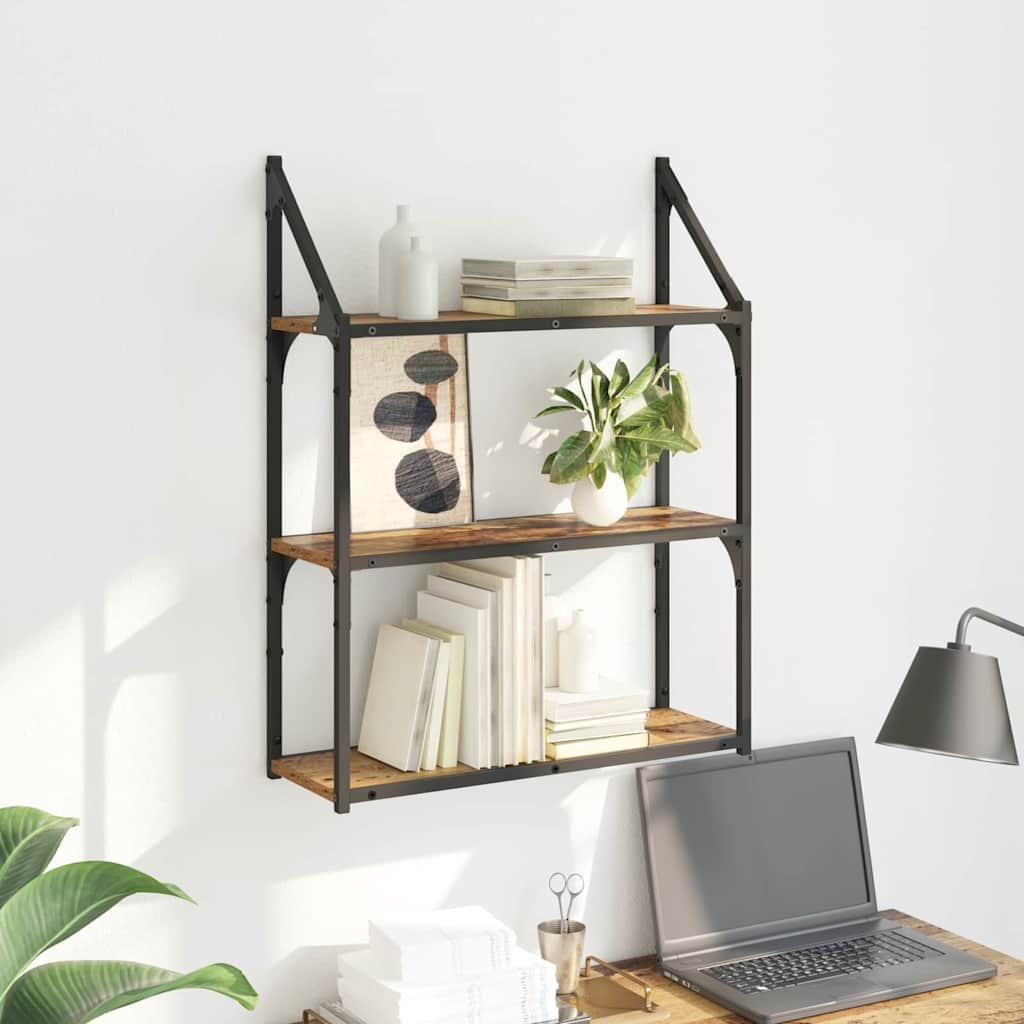 Vegghylle med hylle Gamle tre 60 x 21 x 78,5 cm Konstruert tre