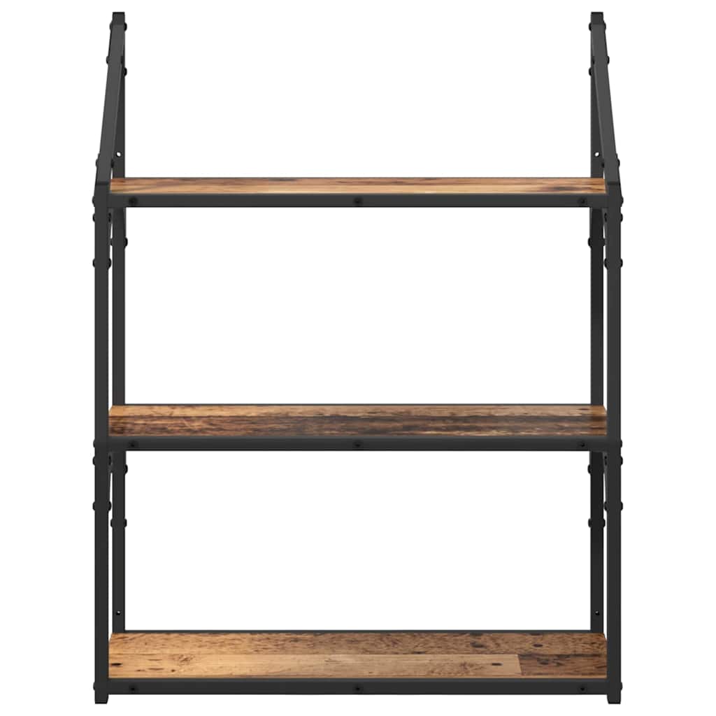 Vegghylle med hylle Gamle tre 60 x 21 x 78,5 cm Konstruert tre