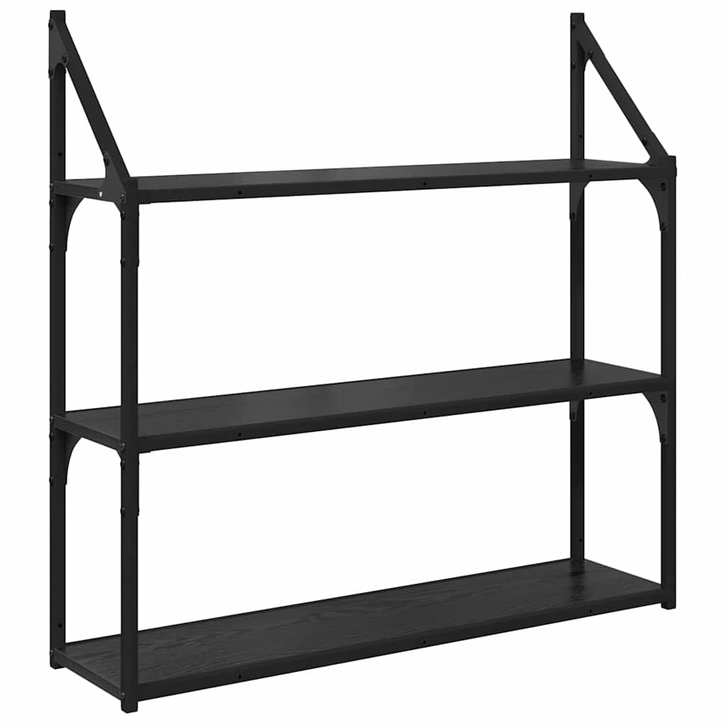 Vegghylle med hylle Svart Eik 80 x 21 x 78,5 cm Konstruert tre