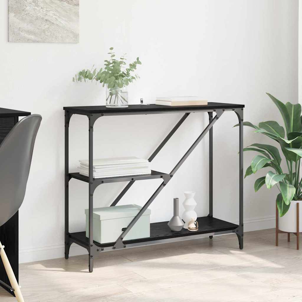 Konsollbord Svart Eik 88,5 x 30 x 75 cm Konstruert tre