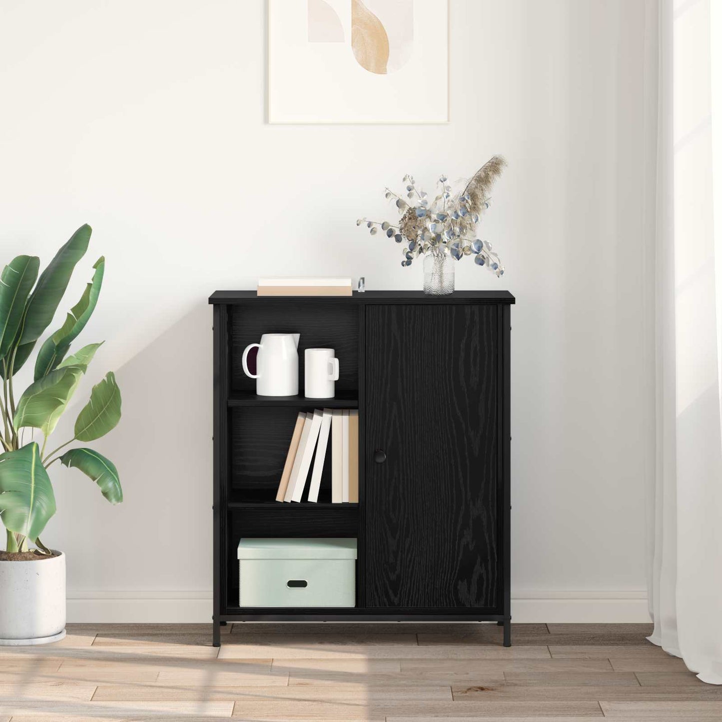 Serviesskap Svart Eik 70 x 30 x 80 cm Konstruert tre