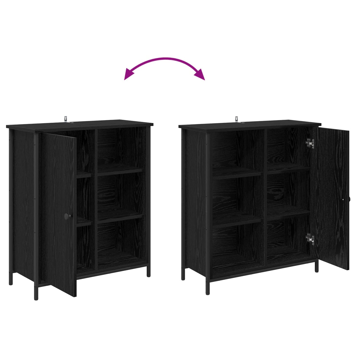 Serviesskap Svart Eik 70 x 30 x 80 cm Konstruert tre