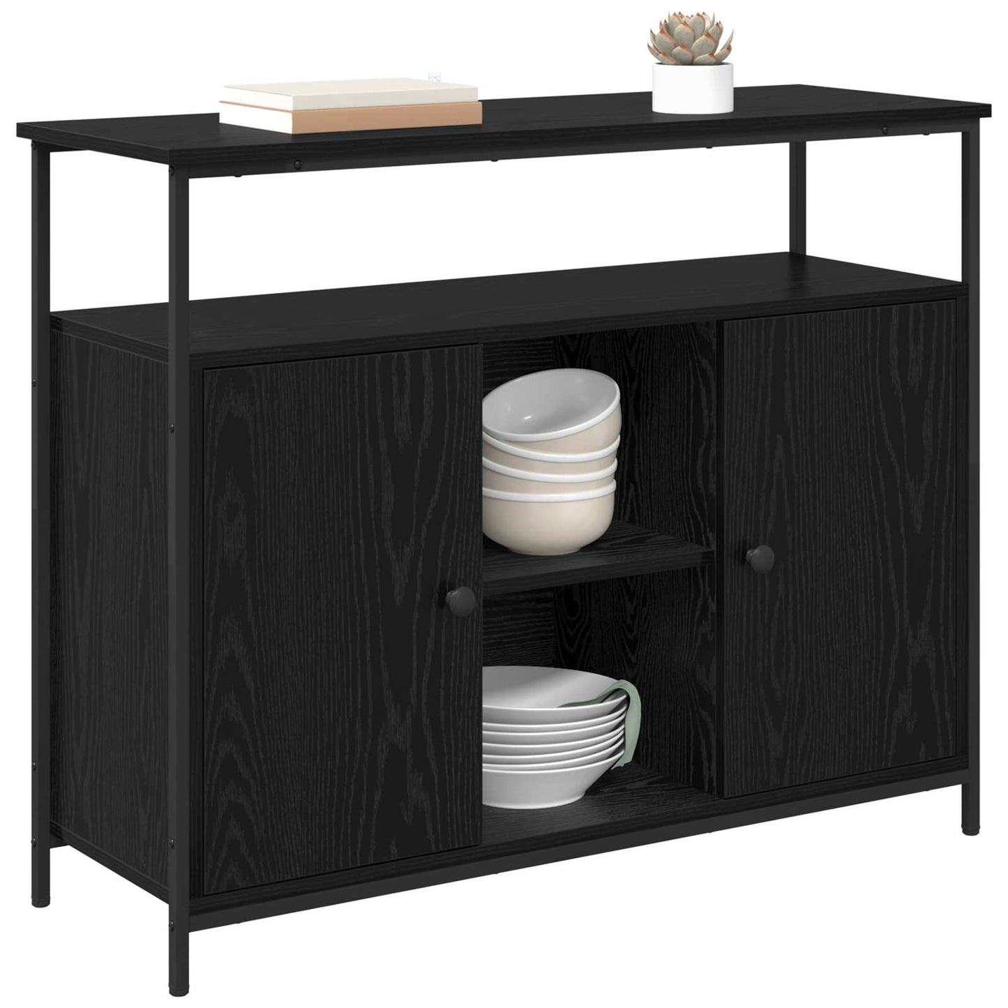 Serviesskap Svart Eik 100 x 35 x 80 cm Konstruert tre