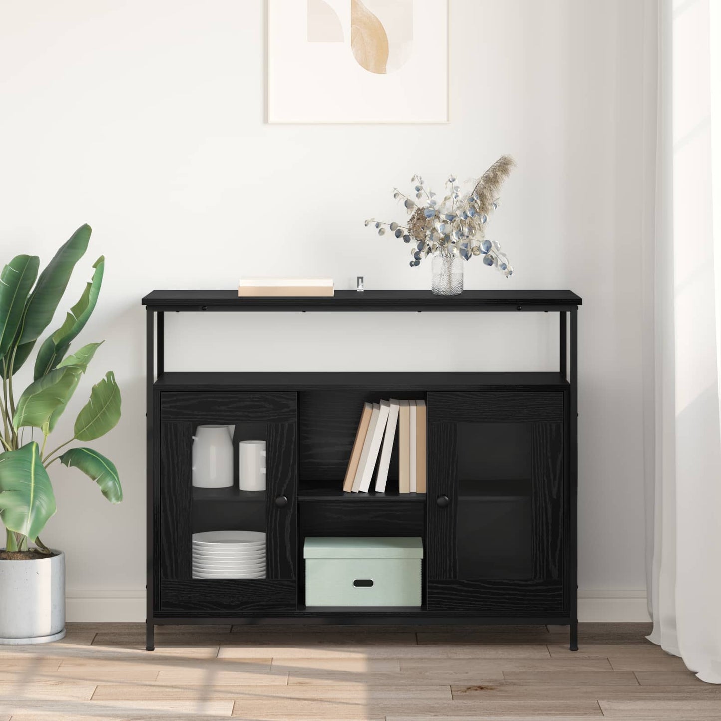 Serviesskap Svart Eik 100 x 35 x 80 cm Konstruert tre