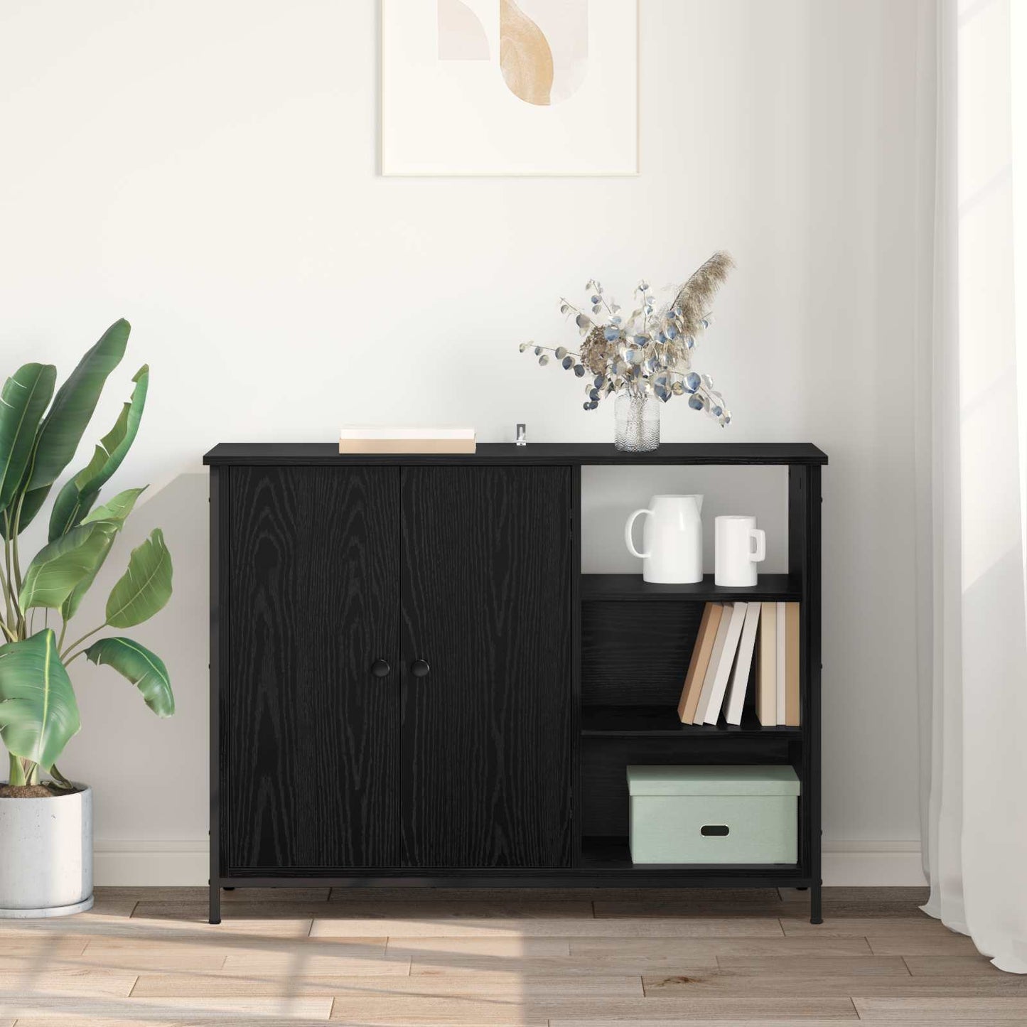Serviesskap Svart Eik 100 x 33 x 75 cm Konstruert tre