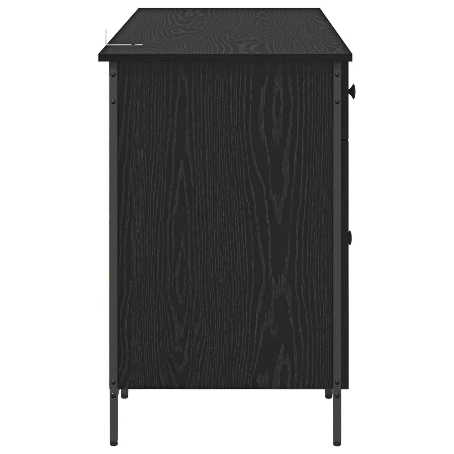 Databord med skuff Svart Eik 131 x 48 x 75 cm Konstruert tre