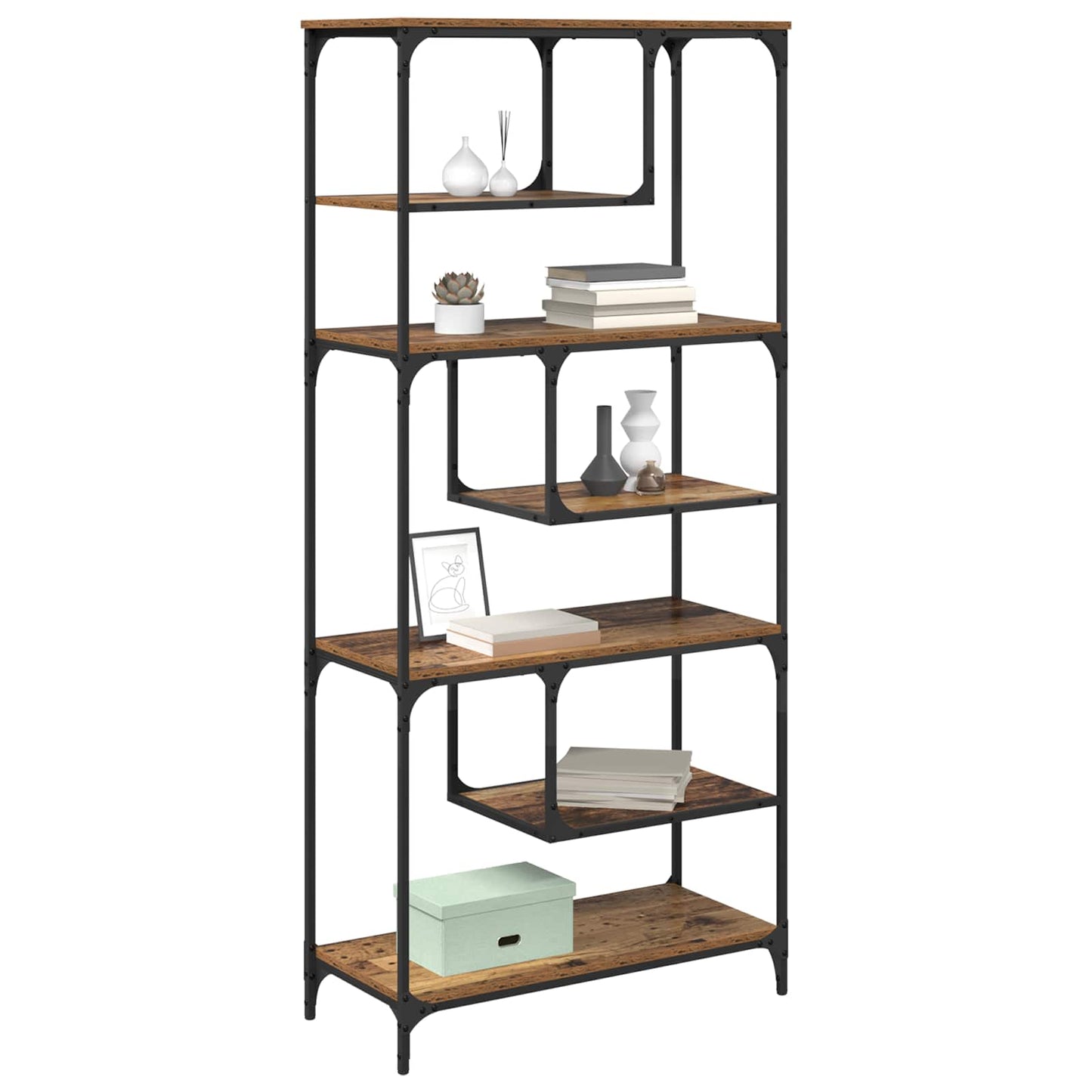 Bokhylle Gammelt tre 81 x 36 x 176 cm Konstruert tre