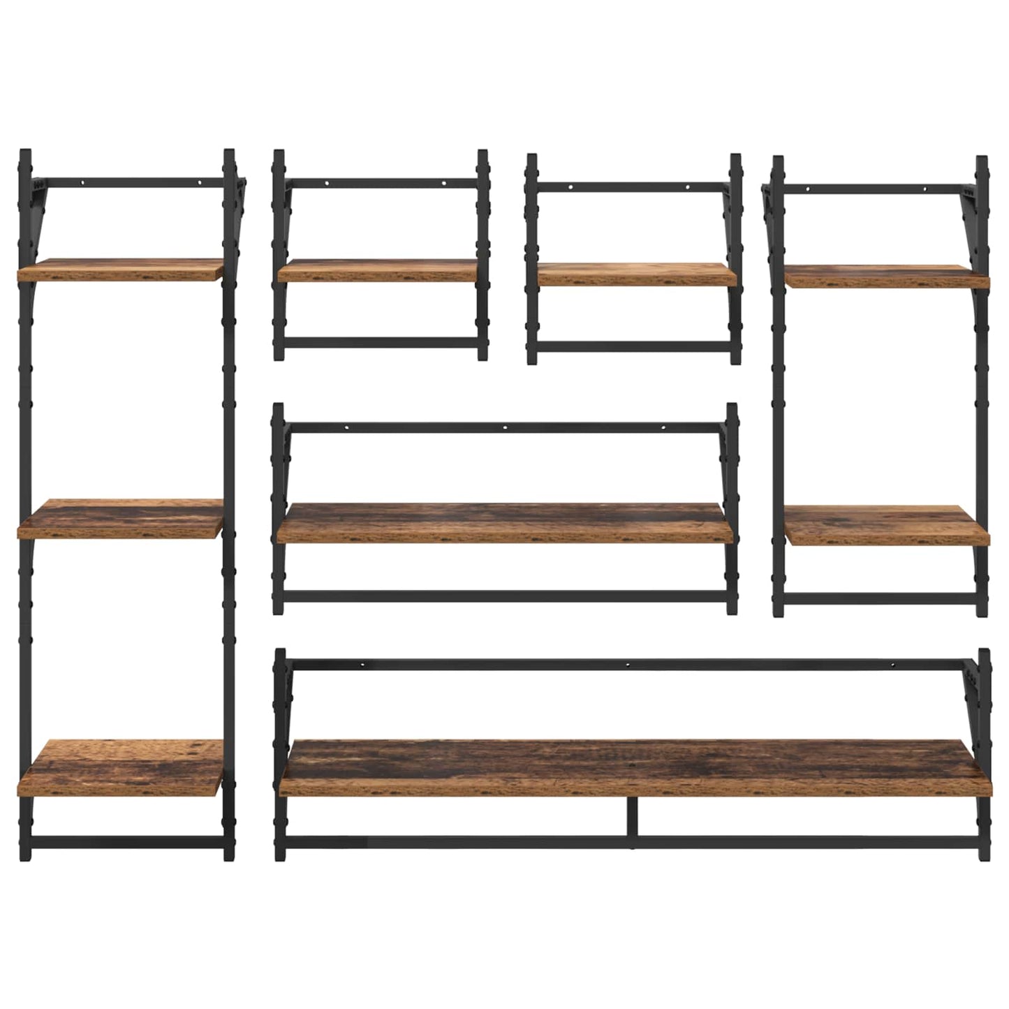 Vegghyllesett 6 pcs Gamle tre 100 x 25 x 30 cm Konstruert tre