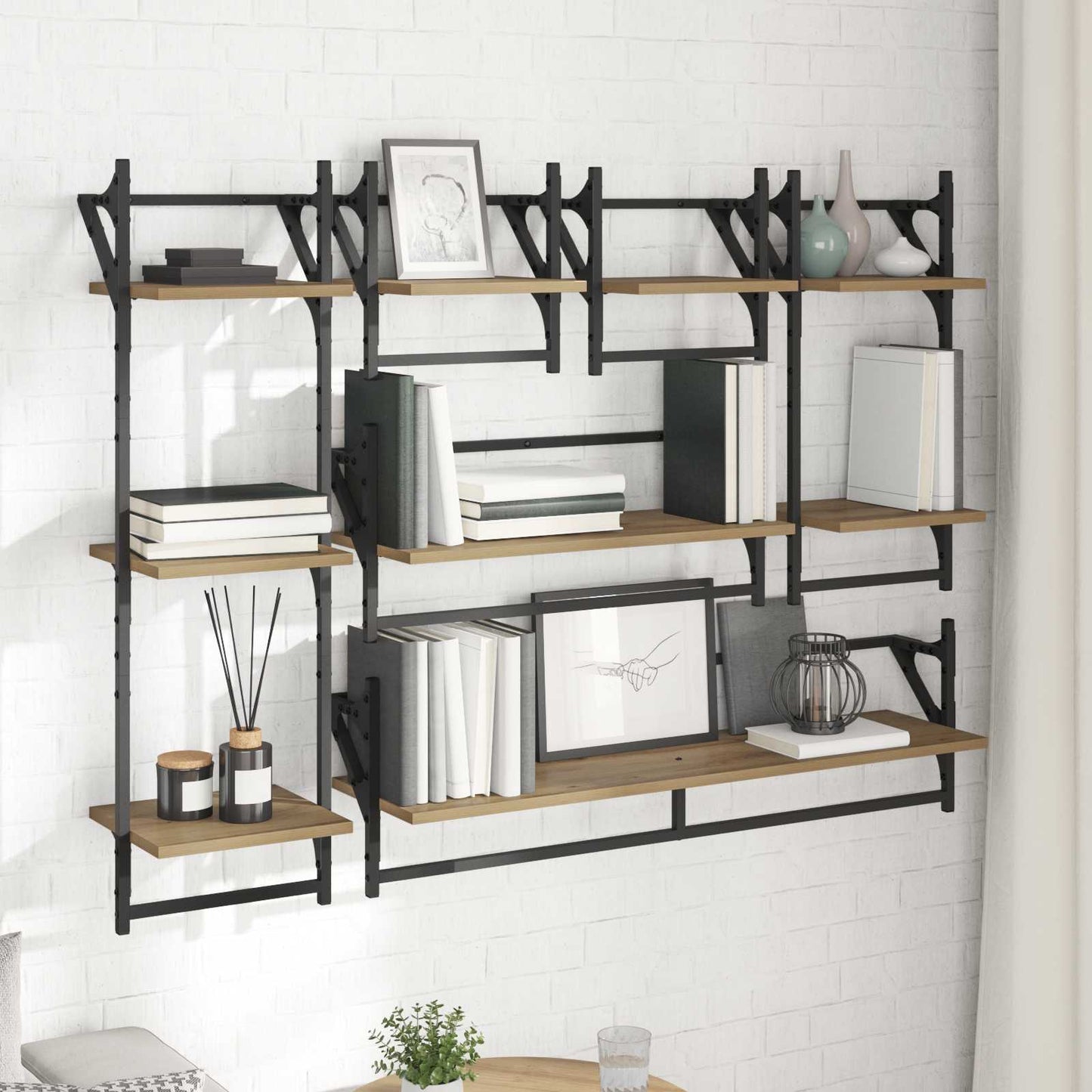 Vegghyllesett 6 pcs Artisan Eik 100 x 25 x 30 cm Konstruert tre