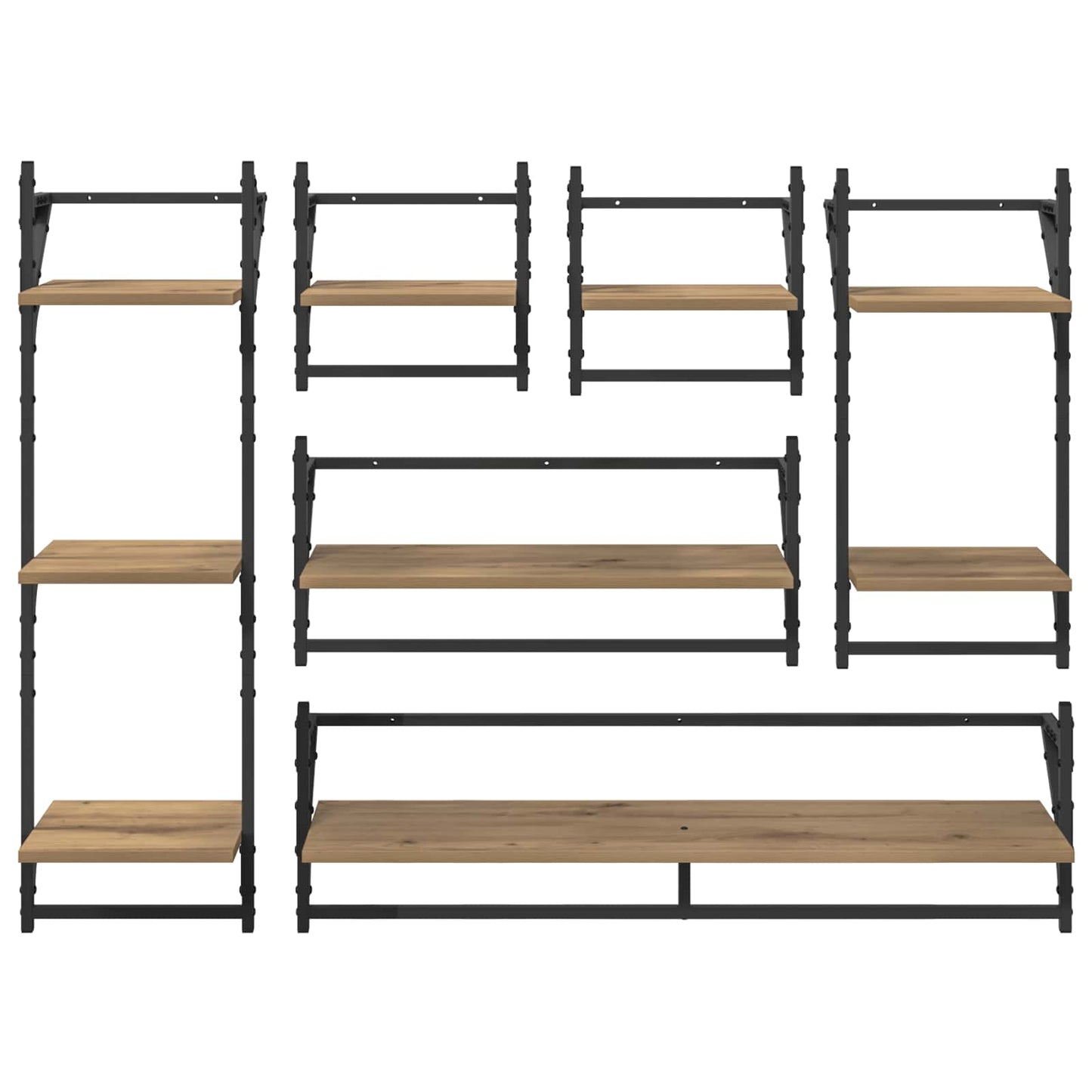 Vegghyllesett 6 pcs Artisan Eik 100 x 25 x 30 cm Konstruert tre