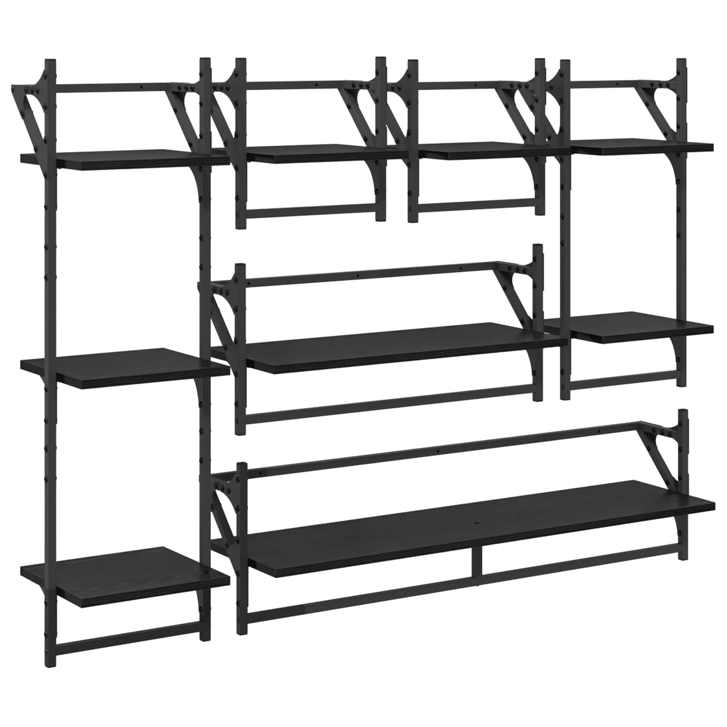 Vegghyllesett 6 pcs Svart Eik 100 x 25 x 30 cm Konstruert tre