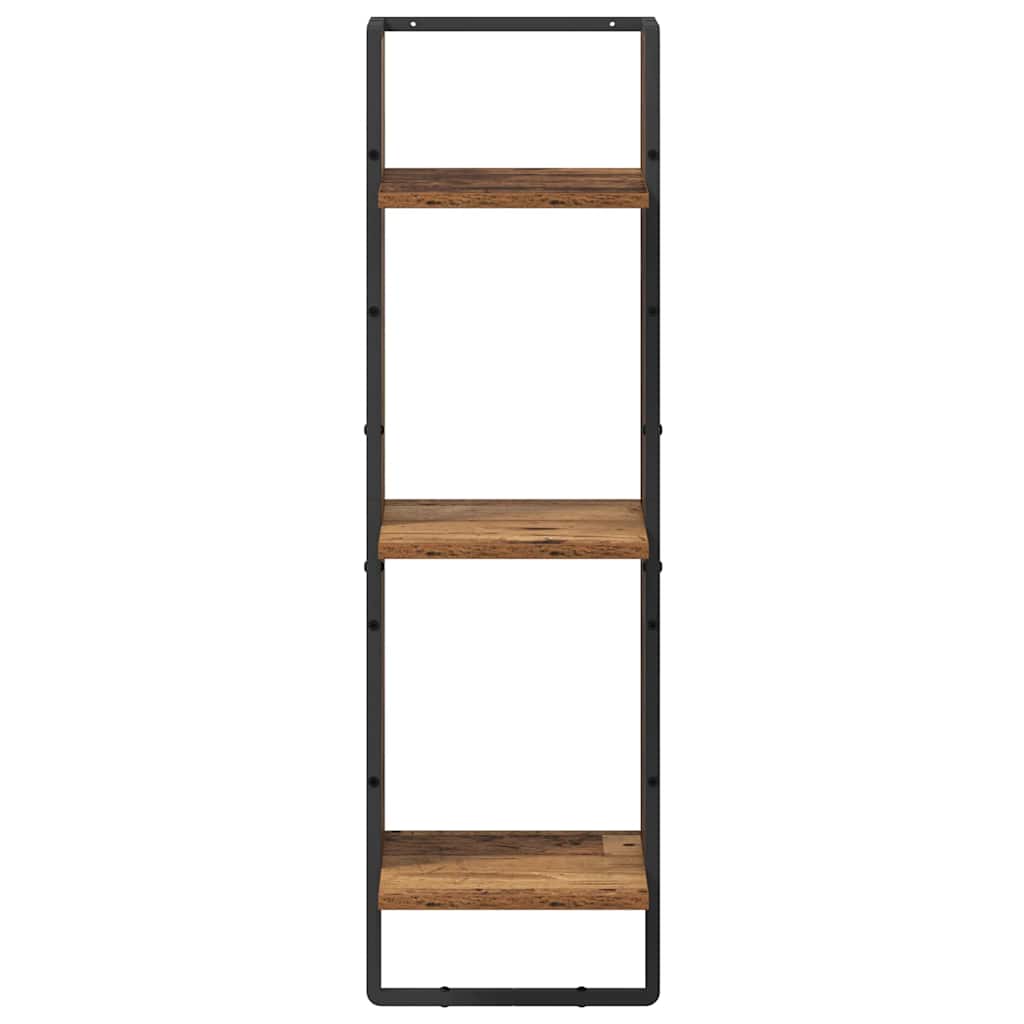Vegghylle med hylle Gamle tre 30 x 25 x 100 cm Konstruert tre