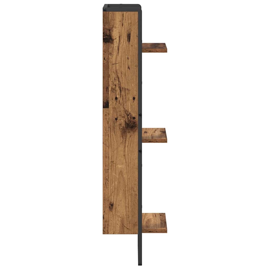 Vegghylle med hylle Gamle tre 30 x 25 x 100 cm Konstruert tre