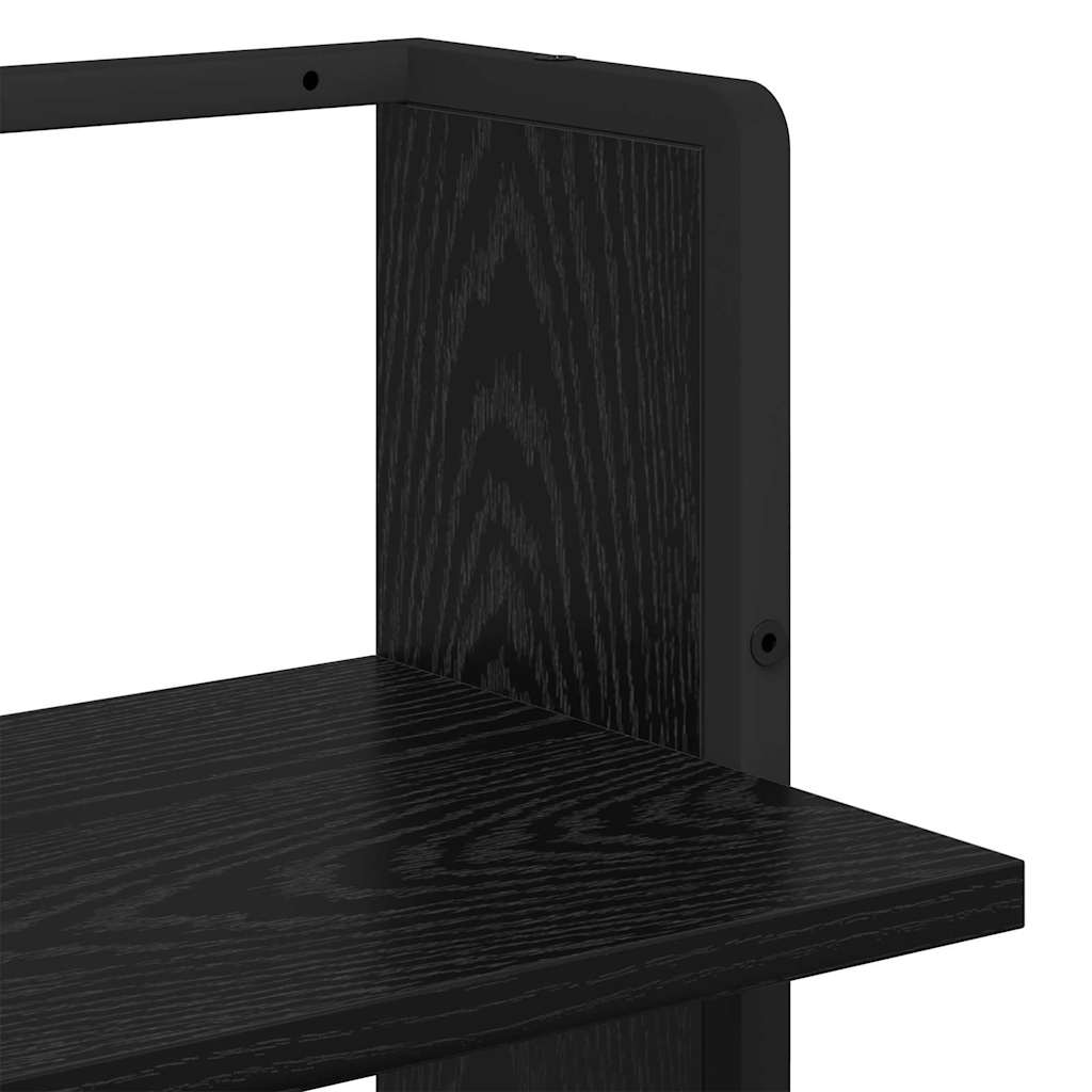 Vegghylle med hylle Svart Eik 30 x 25 x 100 cm Konstruert tre