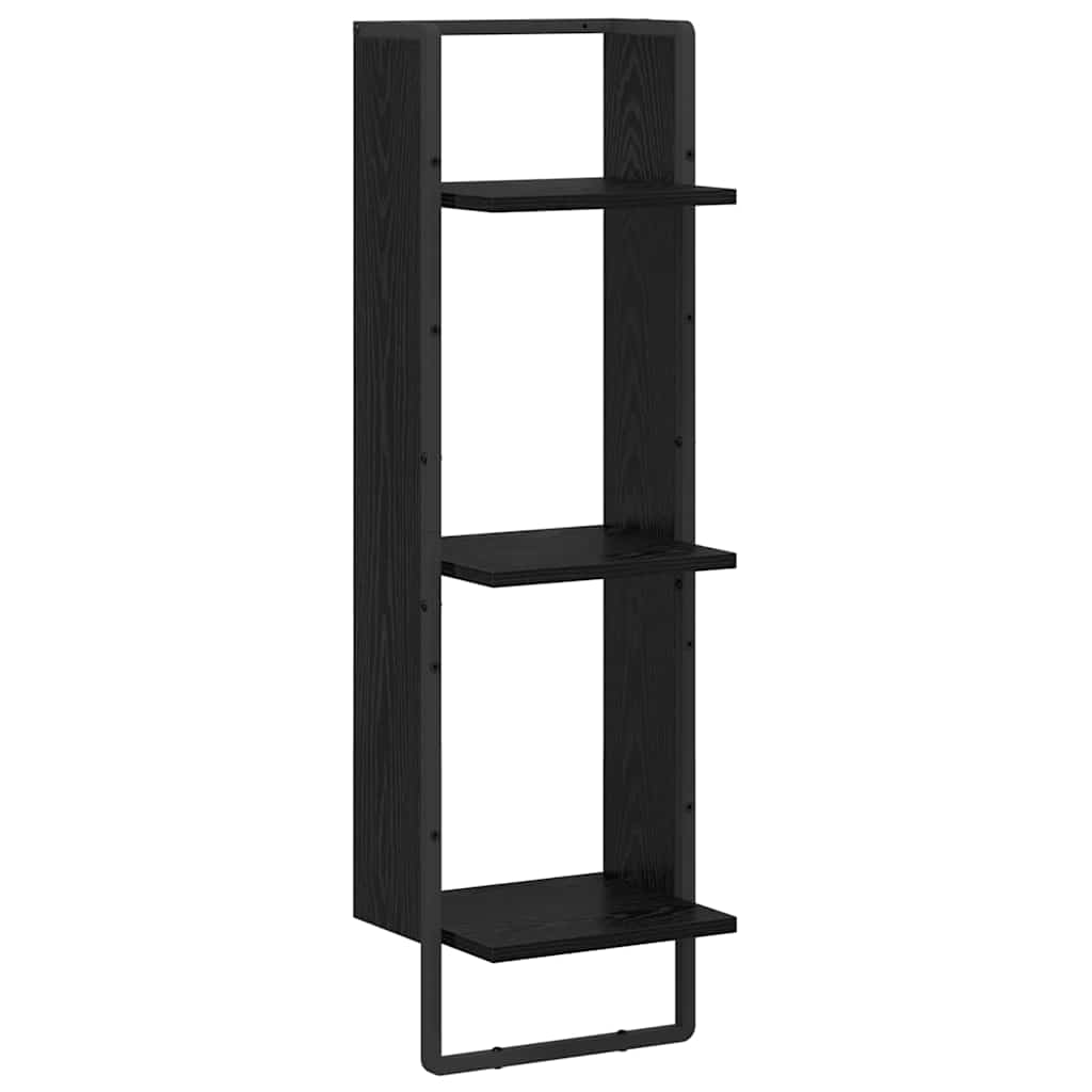 Vegghylle med hylle Svart Eik 30 x 25 x 100 cm Konstruert tre
